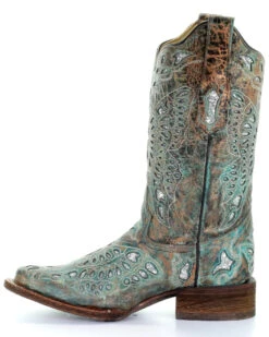 Corral Women's Metallic Bronze Glitter Butterfly Western Boots - Square Toe