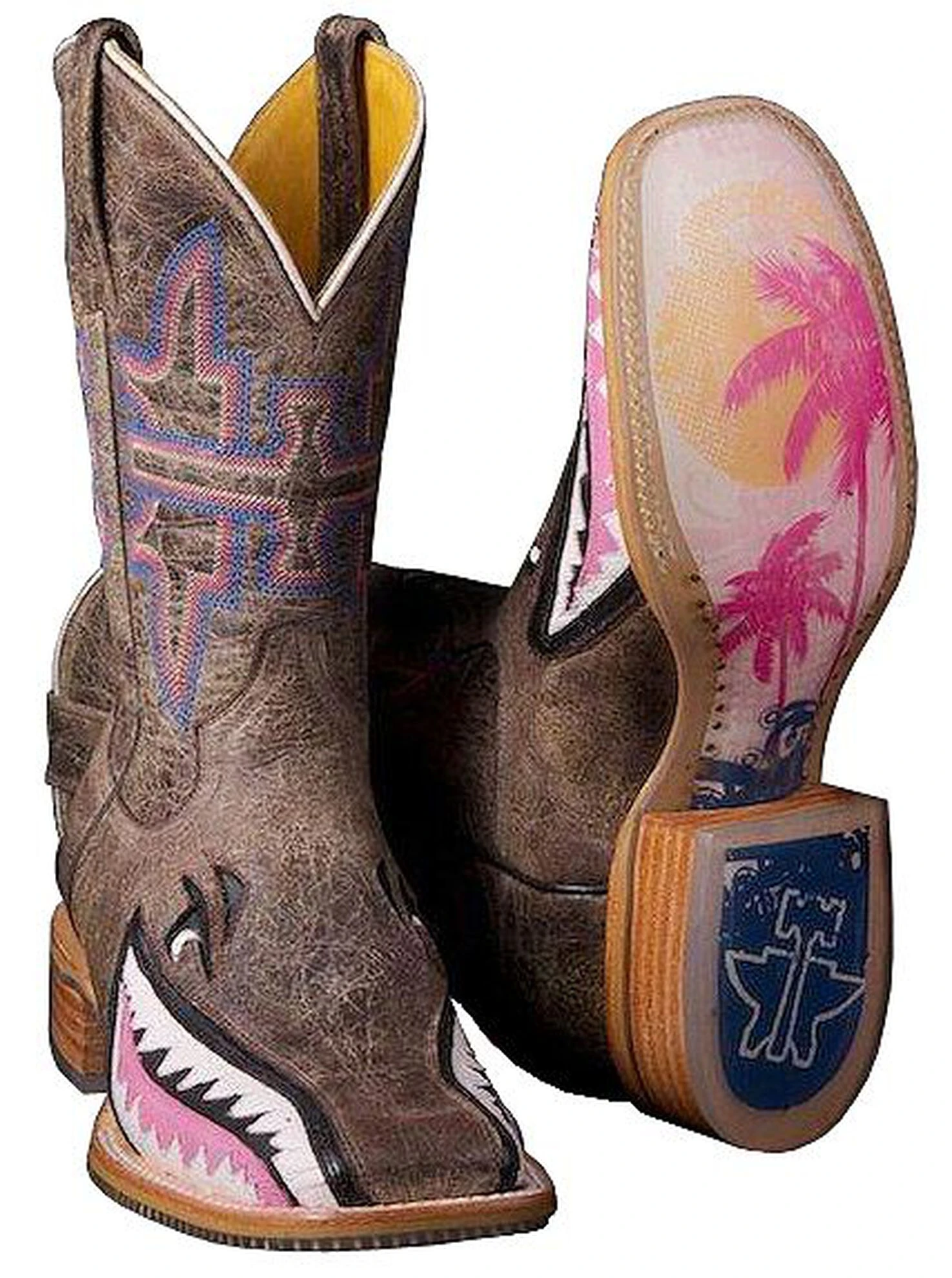 Tin Haul Women's Man Eater Shark Western Boots - Square Toe - Image 3