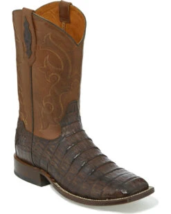 Tony Lama Men's Burnished Caiman Belly Western Boots - Broad Square Toe