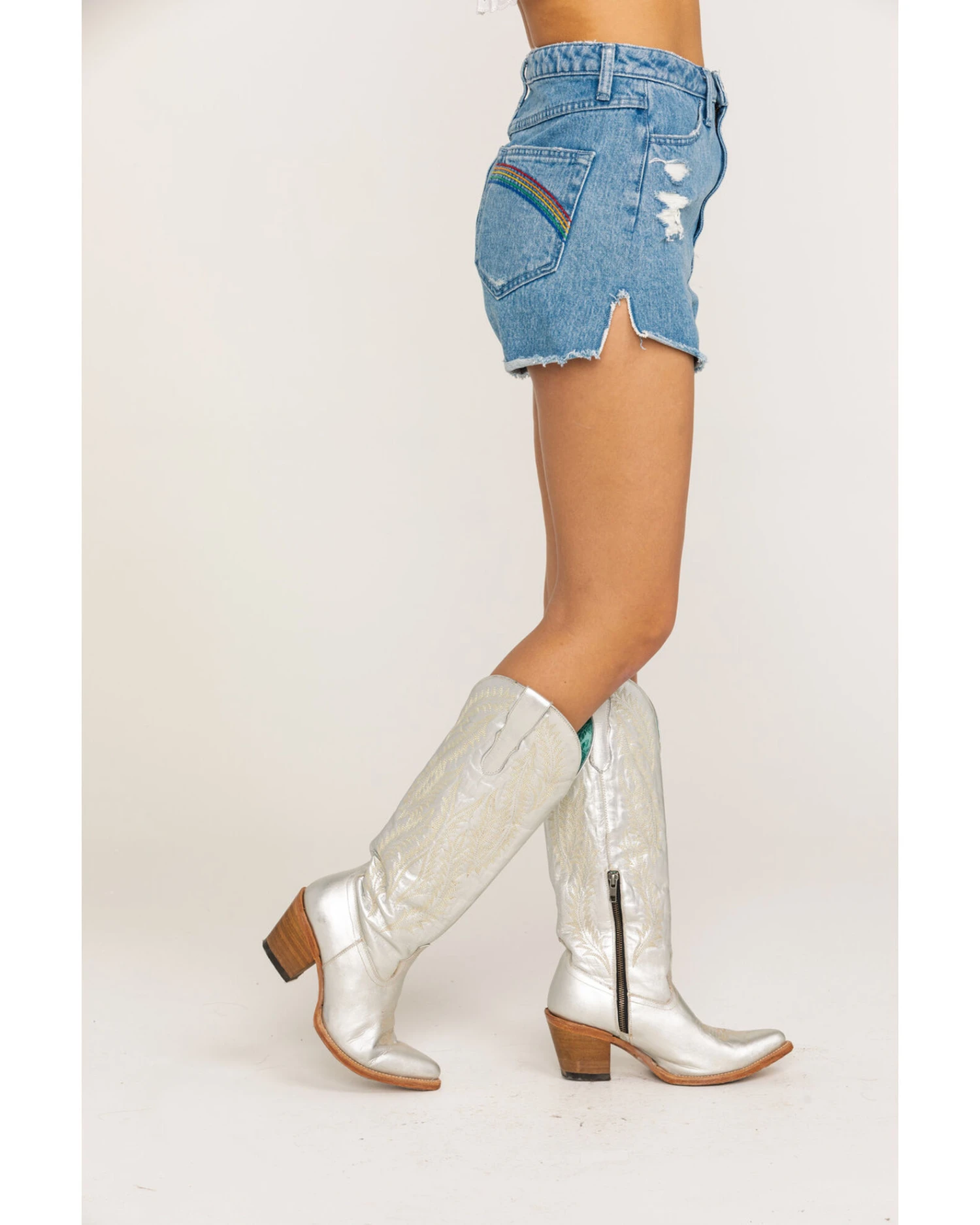 Show Me Your Mumu Women's Arizona Delta Rainbow High Waisted Shorts - Image 6