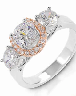 Kelly Herd Women's Large Three Stone Rose 14K Gold Horseshoe Ring