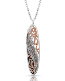 Montana Silversmiths Women's Wind Dancer Pierced Feather Oval Necklace