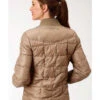 Roper Women's Brown Poly Window Pane Quilted Jacket