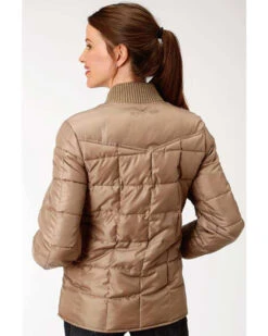 Roper Women's Brown Poly Window Pane Quilted Jacket