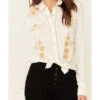 ROPER Stetson Women's Poly Crepe Retro Embroidered Long Sleeve Snap Western Shirt