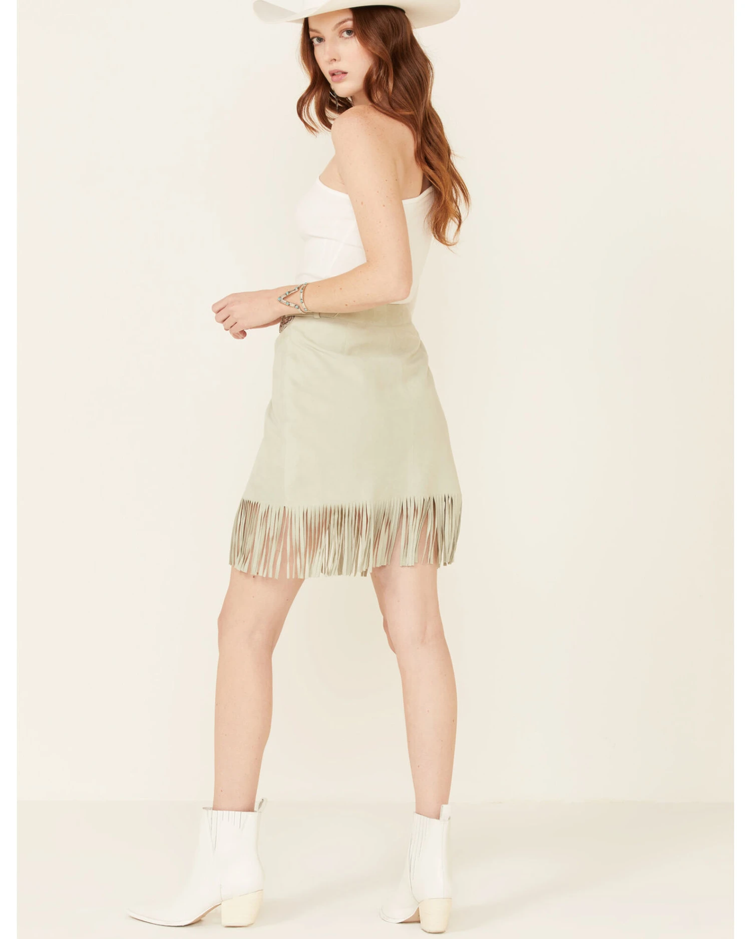 Double D Ranch Women's Dee Belted Fringe Leather Skirt - Image 4