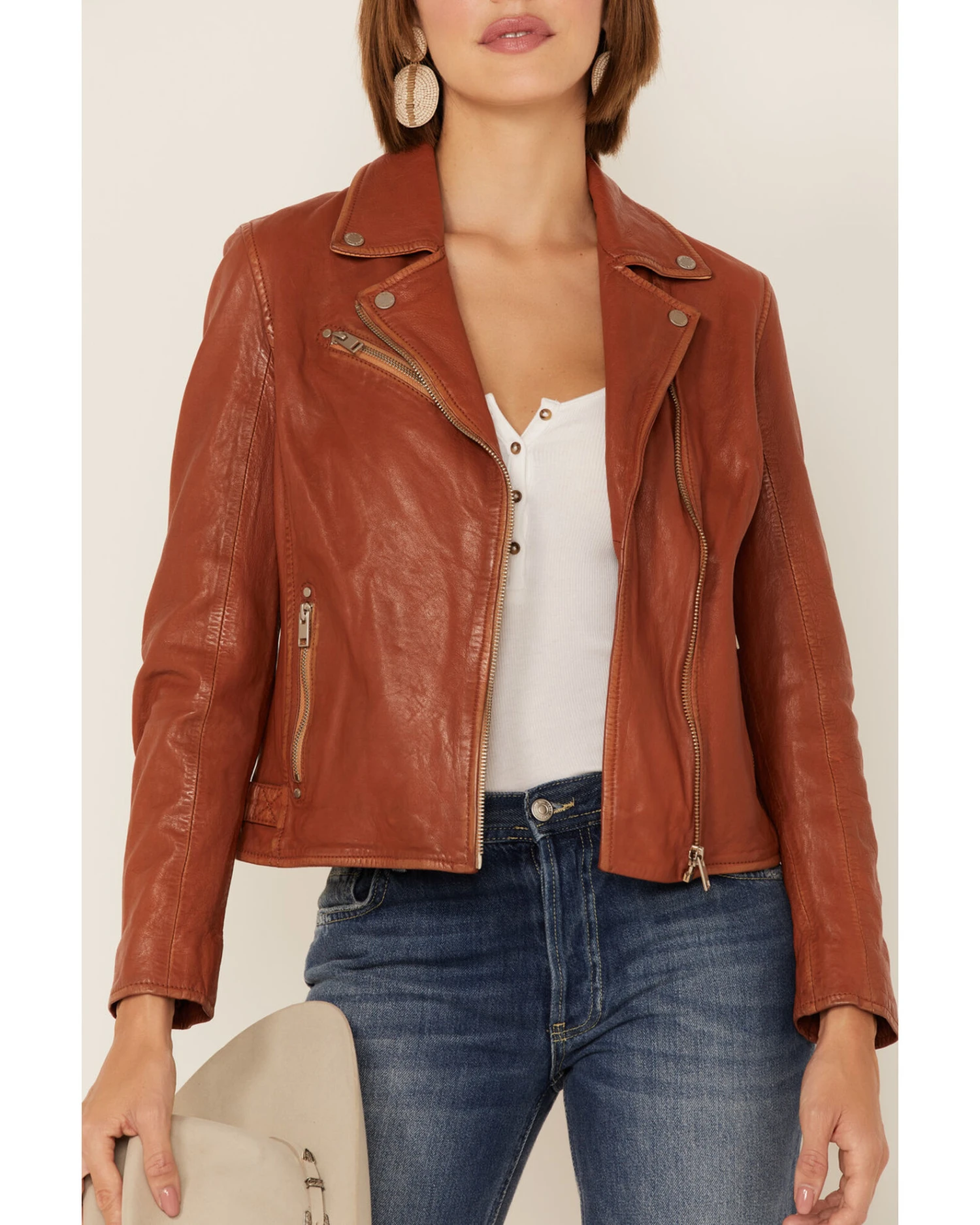 Mauritius Women's Star Leather Jacket - Image 2