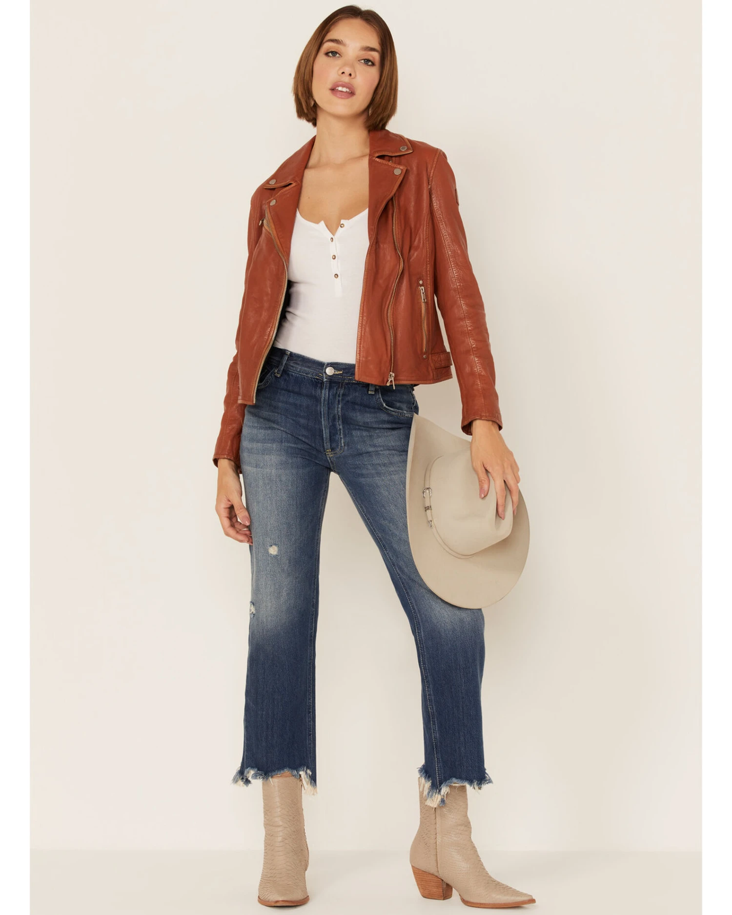 Mauritius Women's Star Leather Jacket - Image 4