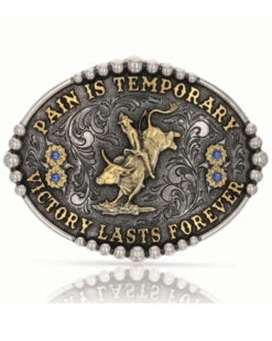Montana Silversmiths Women's Pain Is Temporary Bull Riding Buckle