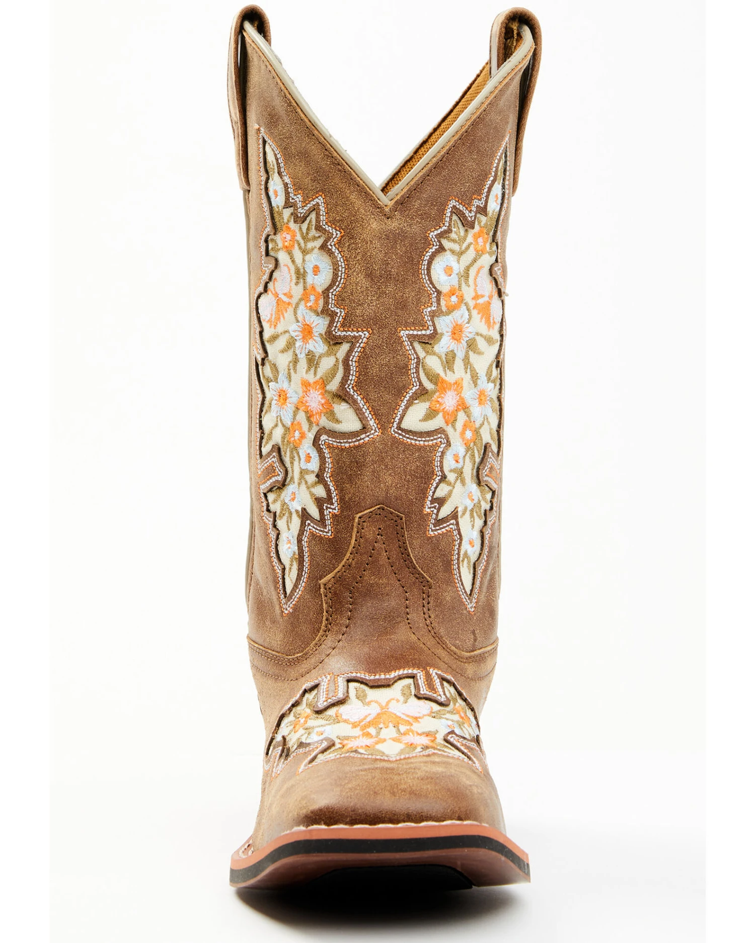 Laredo Women's Flower Inlay Western Performance Boots - Broad Square Toe - Image 2