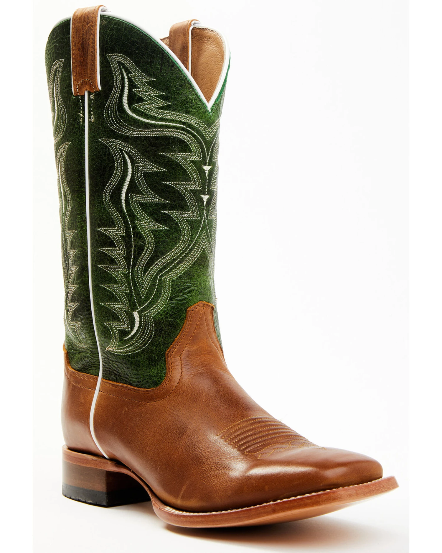 Cody James Men's Peridot Green Leather Western Boots - Broad Square Toe - Image 6