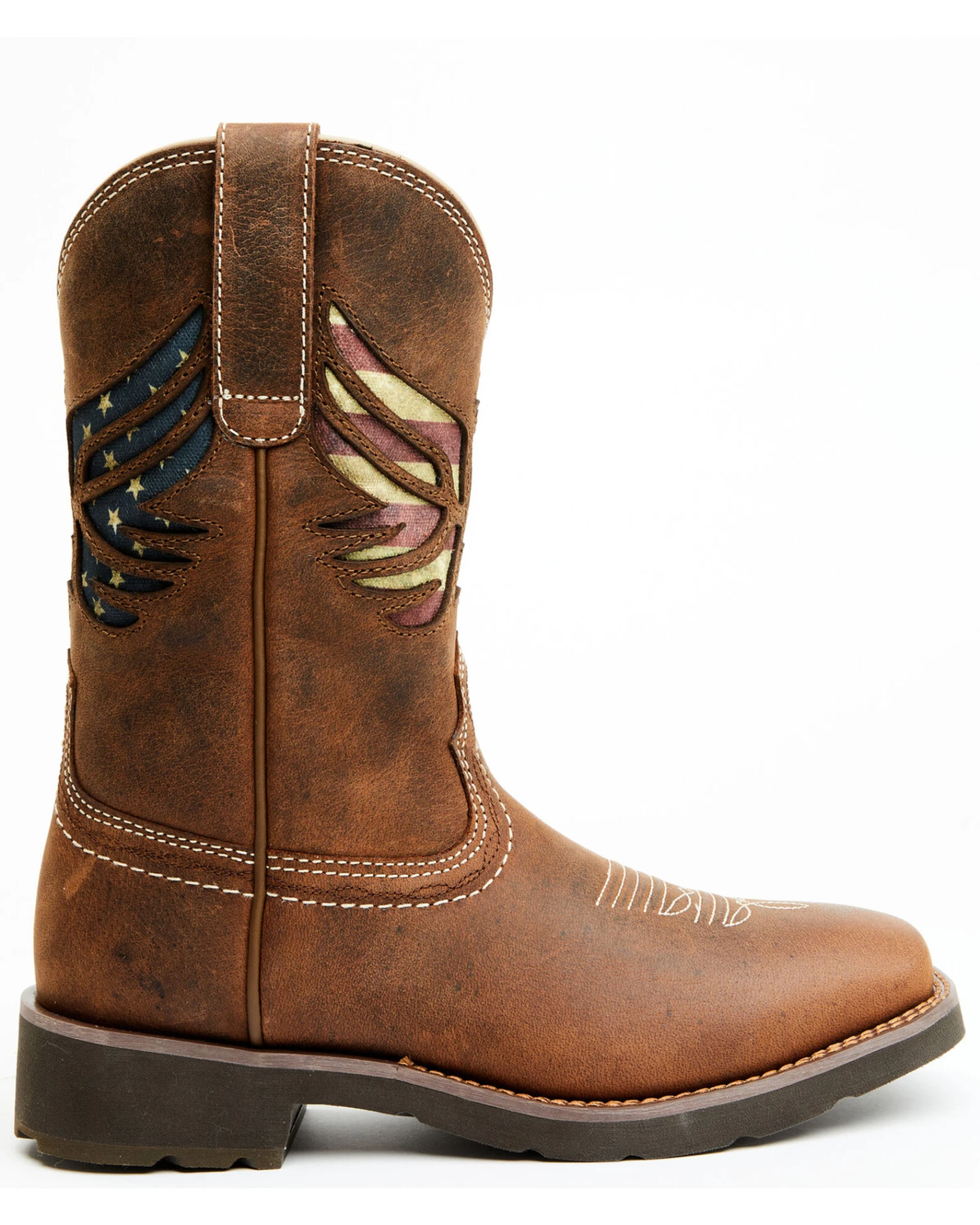 RANK 45 Women's Inspired Stars And Stripes Inlay Shaft Performance Leather Western Boots - Broad Square Toe - Image 2