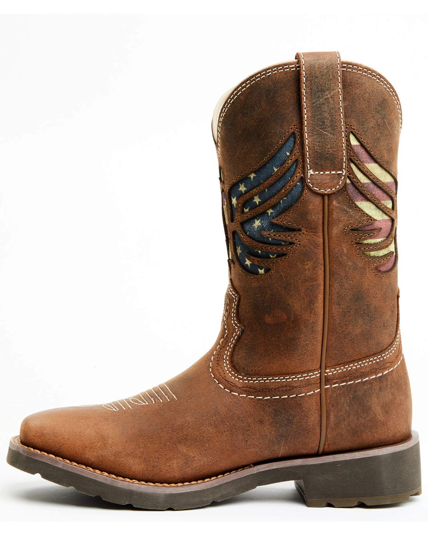 RANK 45 Women's Inspired Stars And Stripes Inlay Shaft Performance Leather Western Boots - Broad Square Toe - Image 5