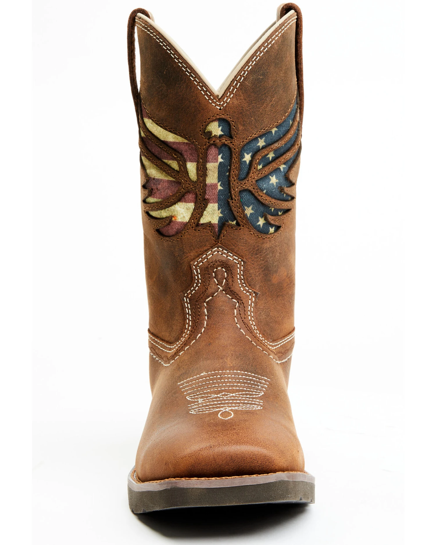 RANK 45 Women's Inspired Stars And Stripes Inlay Shaft Performance Leather Western Boots - Broad Square Toe - Image 4