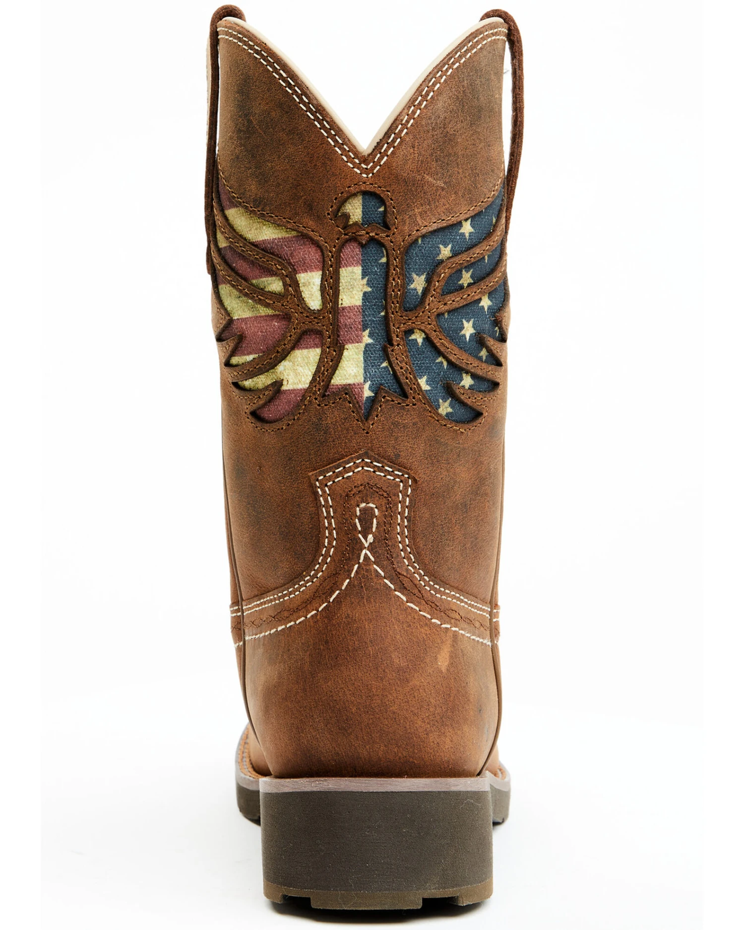 RANK 45 Women's Inspired Stars And Stripes Inlay Shaft Performance Leather Western Boots - Broad Square Toe - Image 7