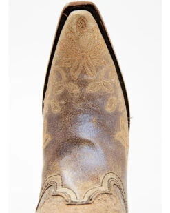 Circle G Women's Brown Floral Embroidery Western Boots - Snip Toe