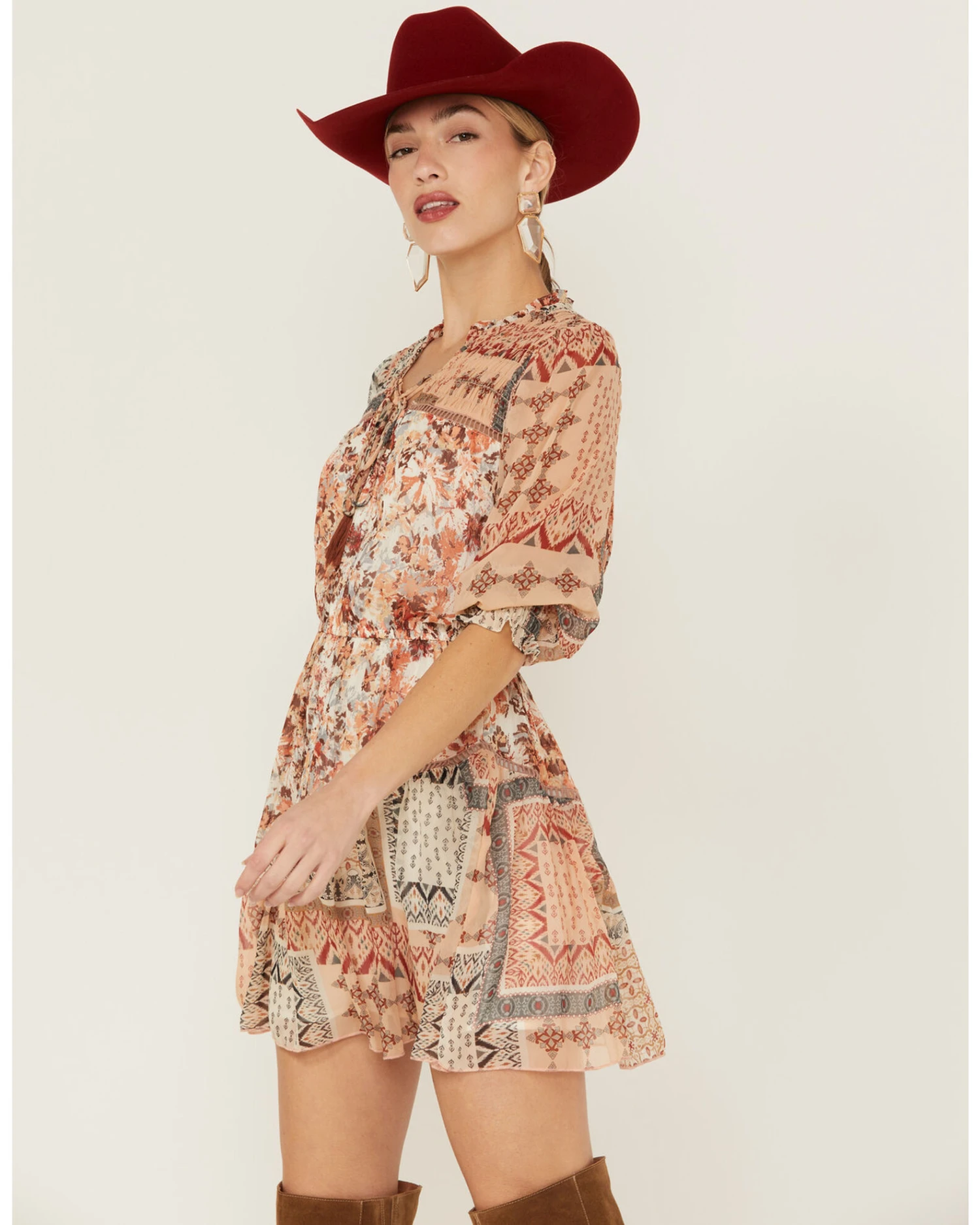 Miss Me Women's Patchwork Long Sleeve Dresss