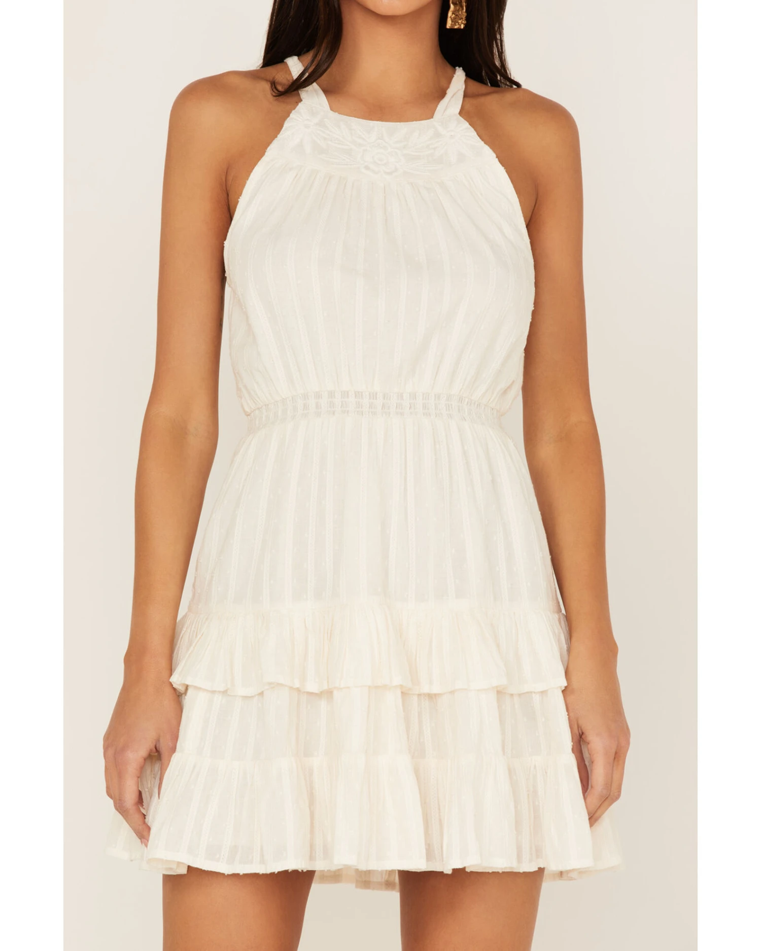 Shyanne Women's Swiss Dot Embroidered Halter Neck Dress - Image 4