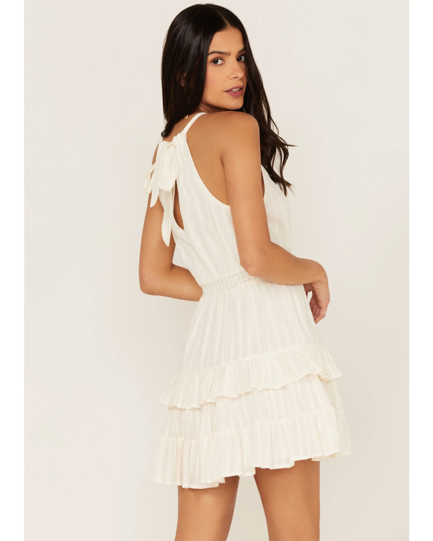 Shyanne Women's Swiss Dot Embroidered Halter Neck Dress - Image 2