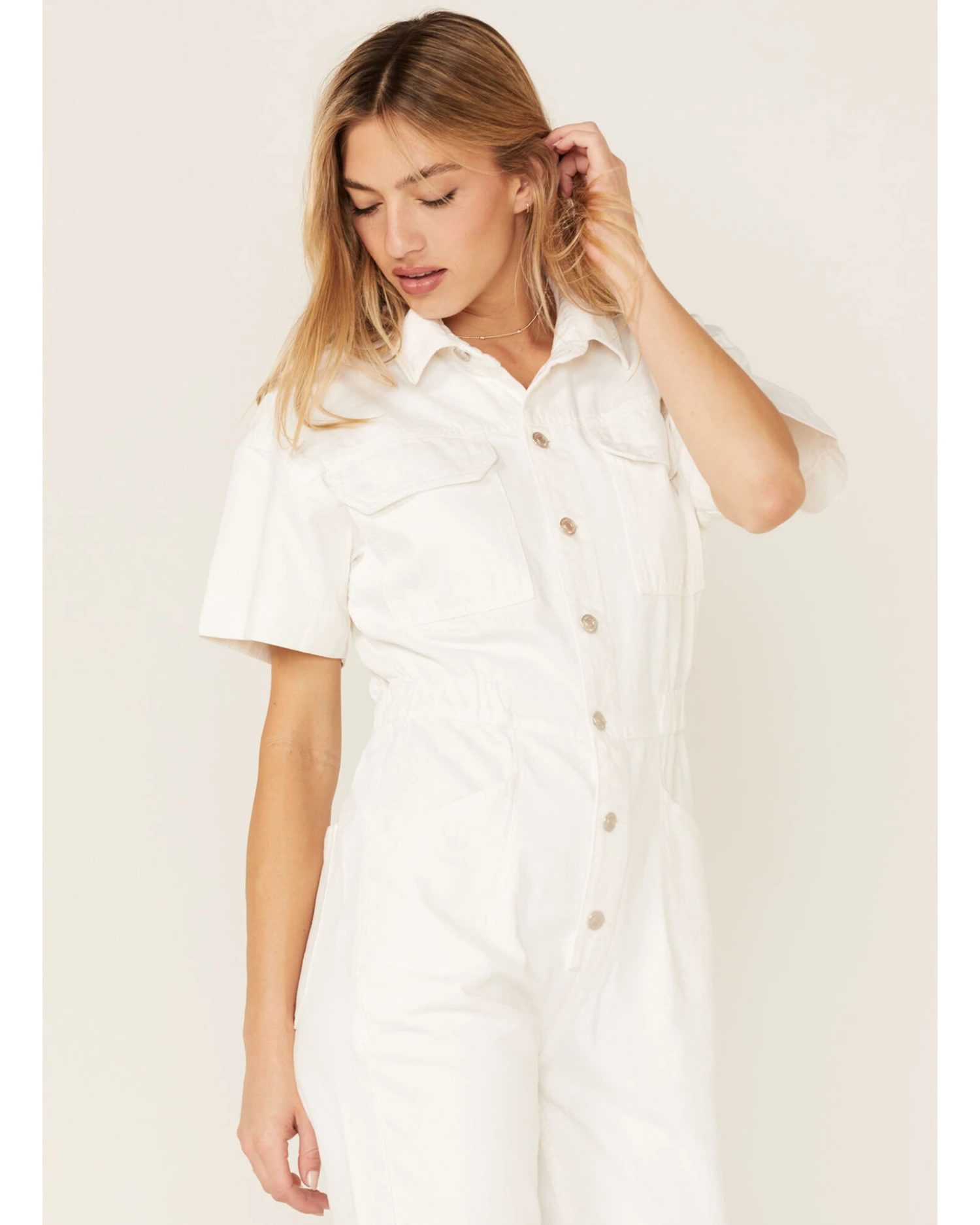 Free People Women's Marci Short Sleeve Button Down Jumpsuit - Image 3