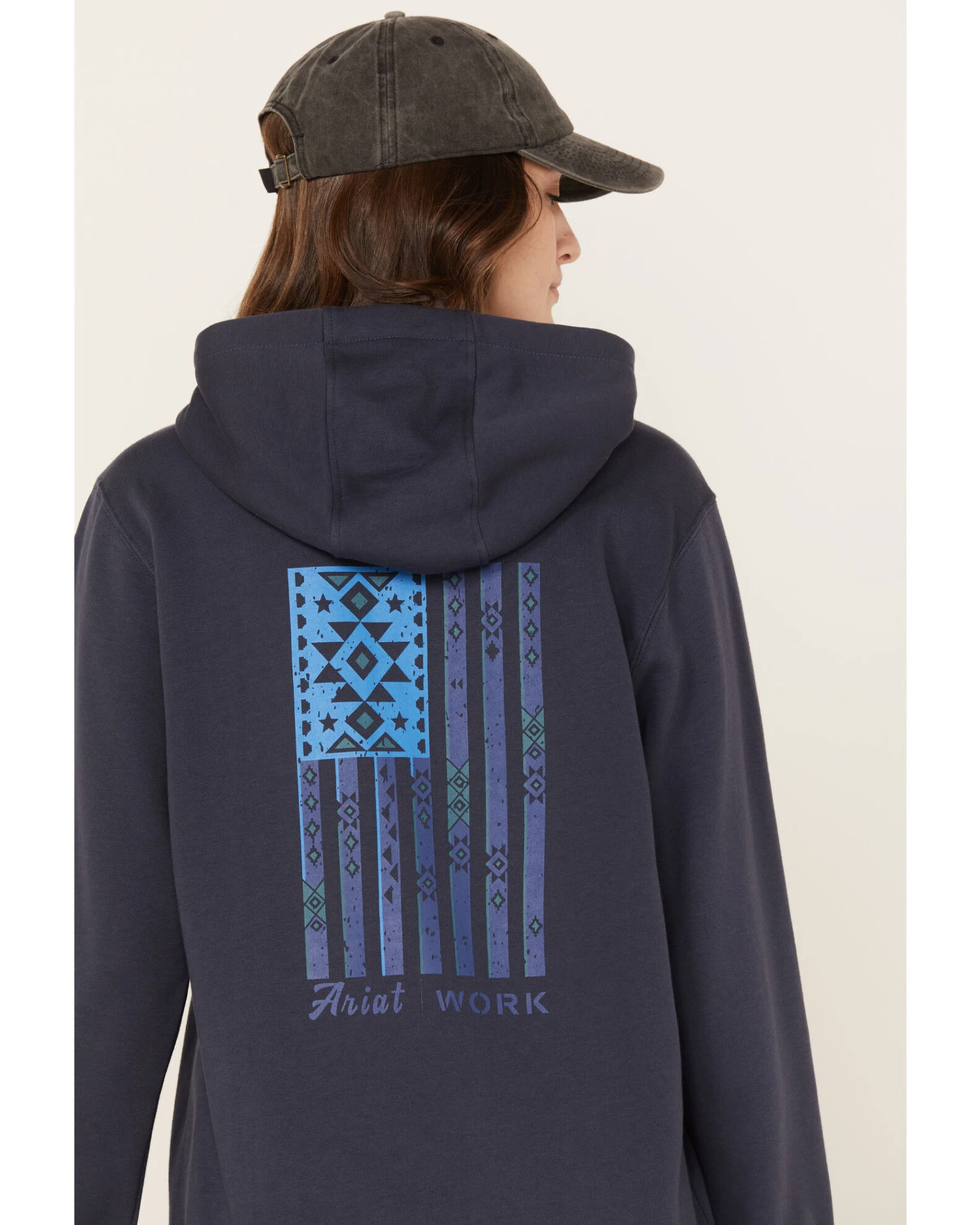 Ariat Women's Rebar Southwestern Flag Graphic Hooded Work Sweatshirt