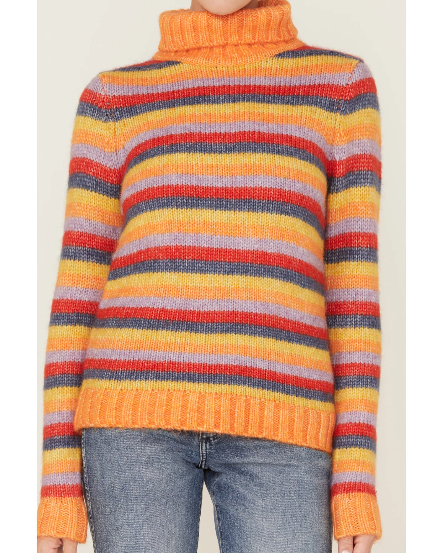 Wrangler Women's Stripe Knit Turtleneck Sweater