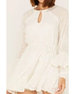 Shyanne Women's Eyelet Lace Long Sleeve Mini Dress