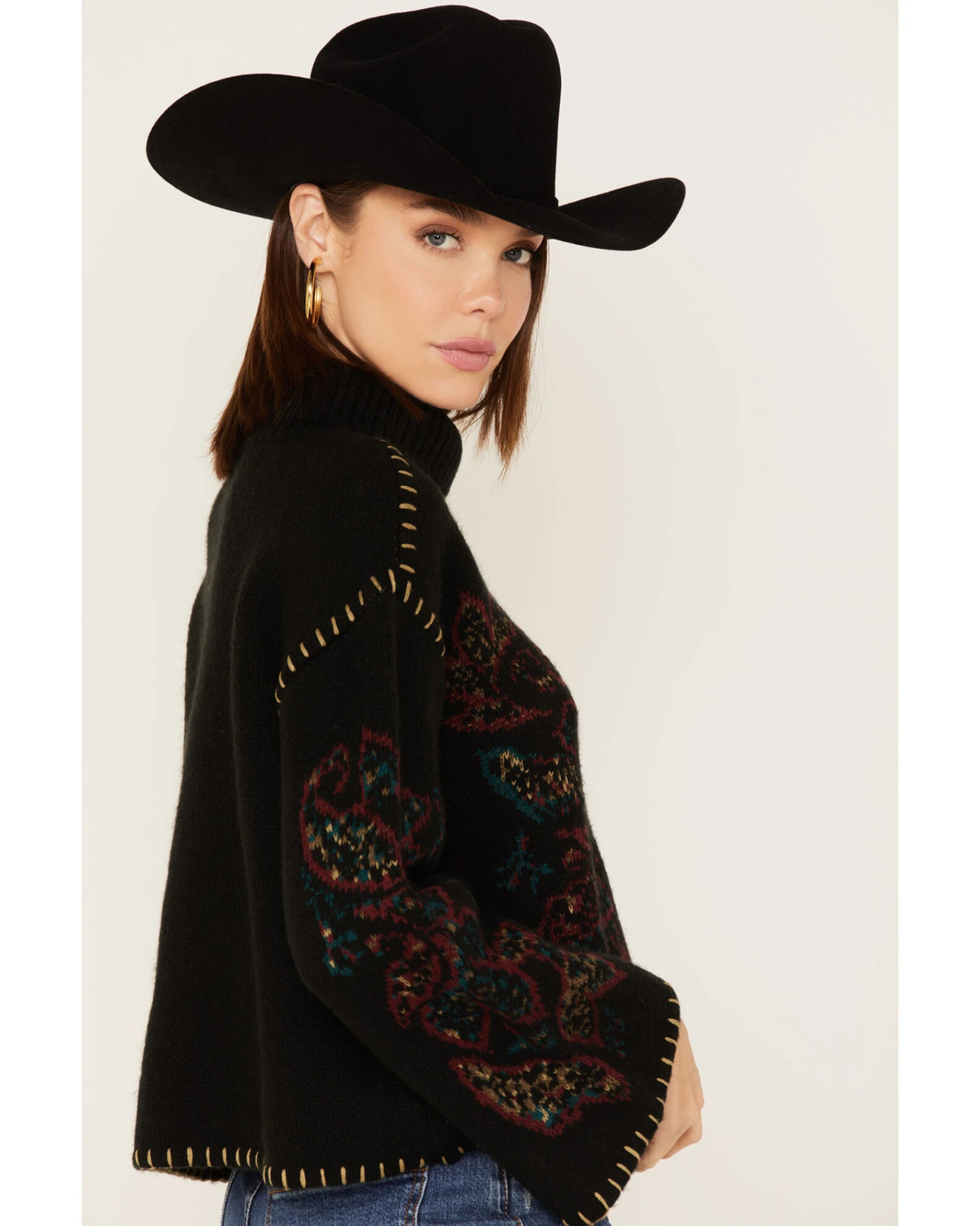 Shyanne Women's Paisley Knit Turtleneck Sweater - Image 4