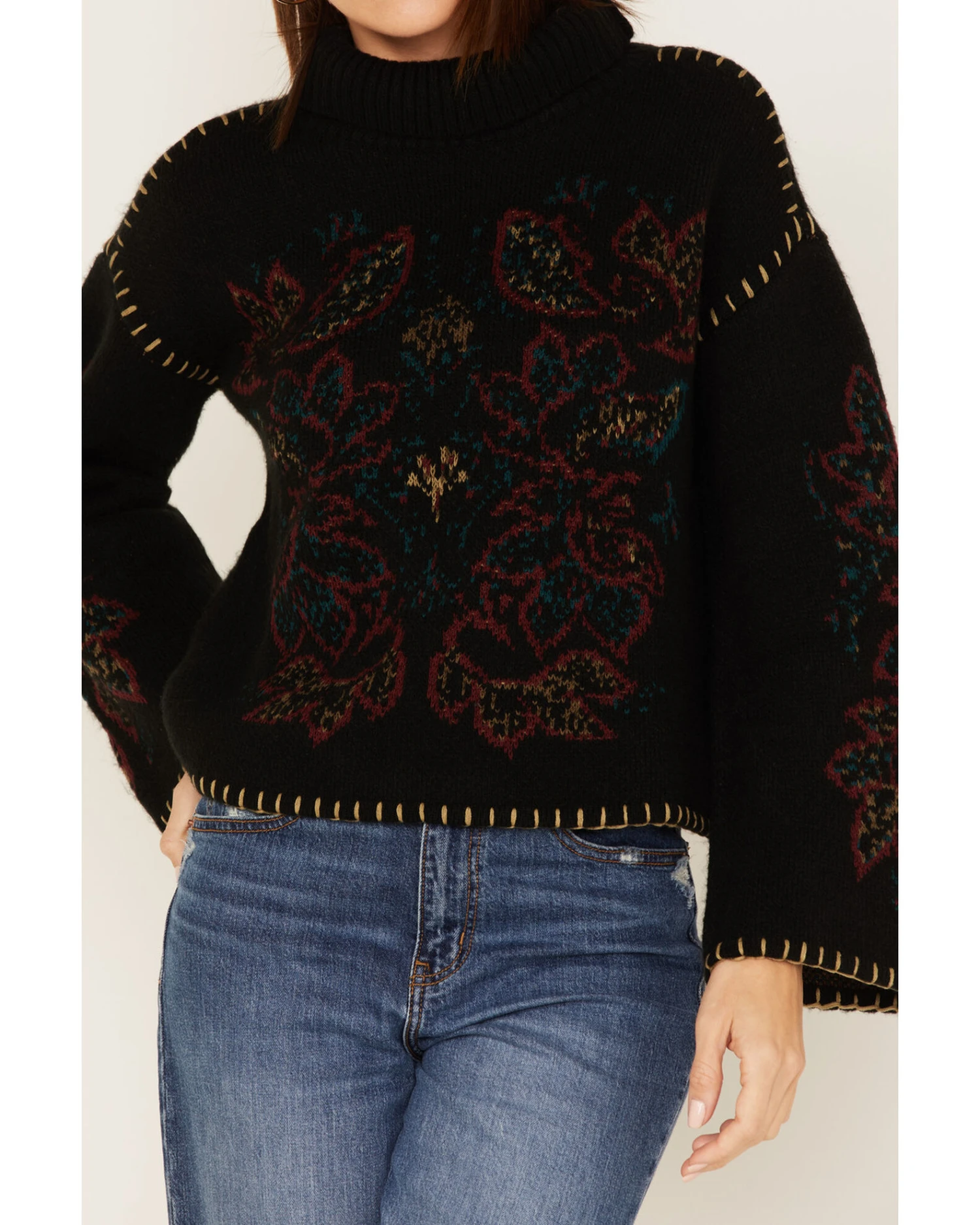 Shyanne Women's Paisley Knit Turtleneck Sweater - Image 2