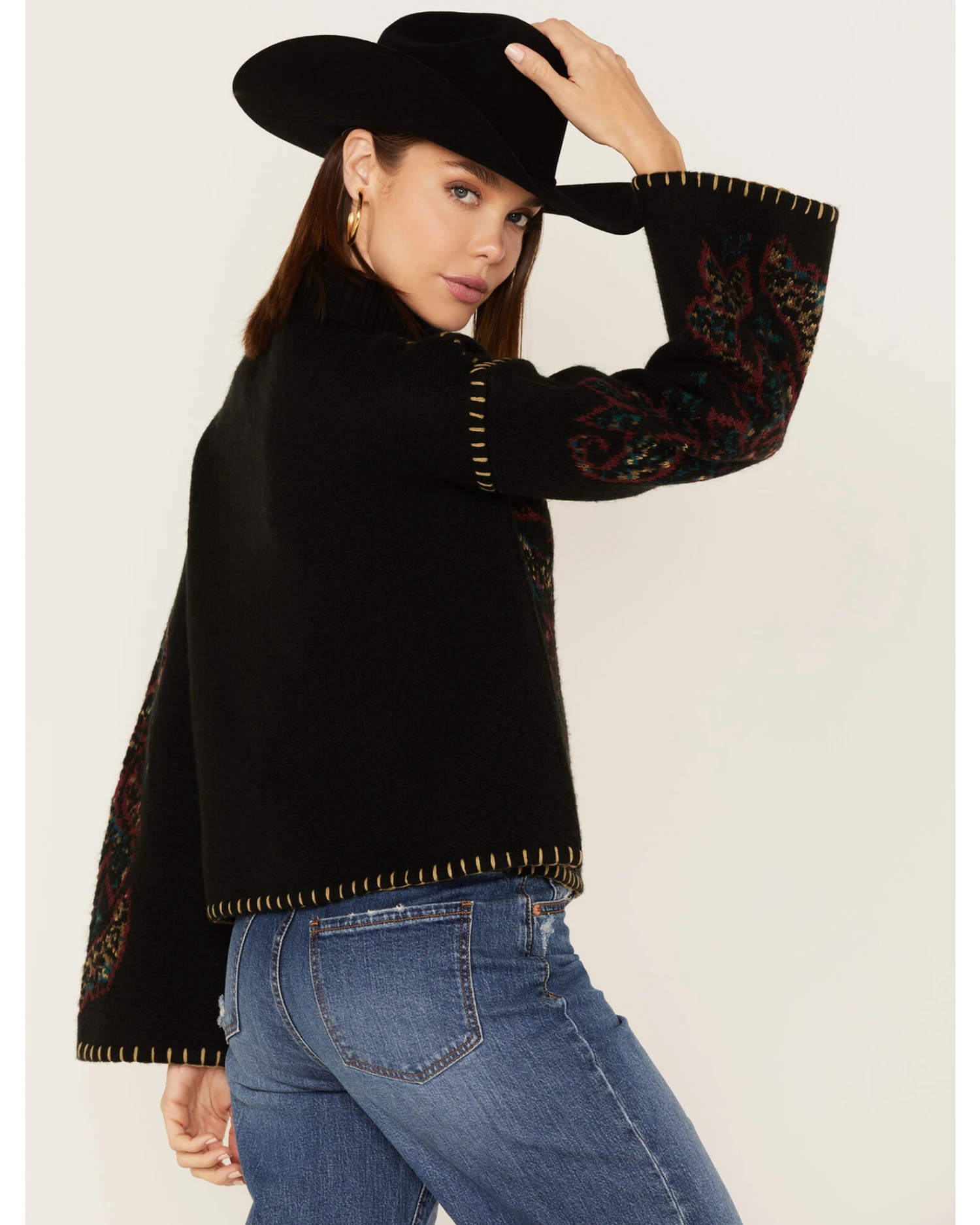 Shyanne Women's Paisley Knit Turtleneck Sweater - Image 3