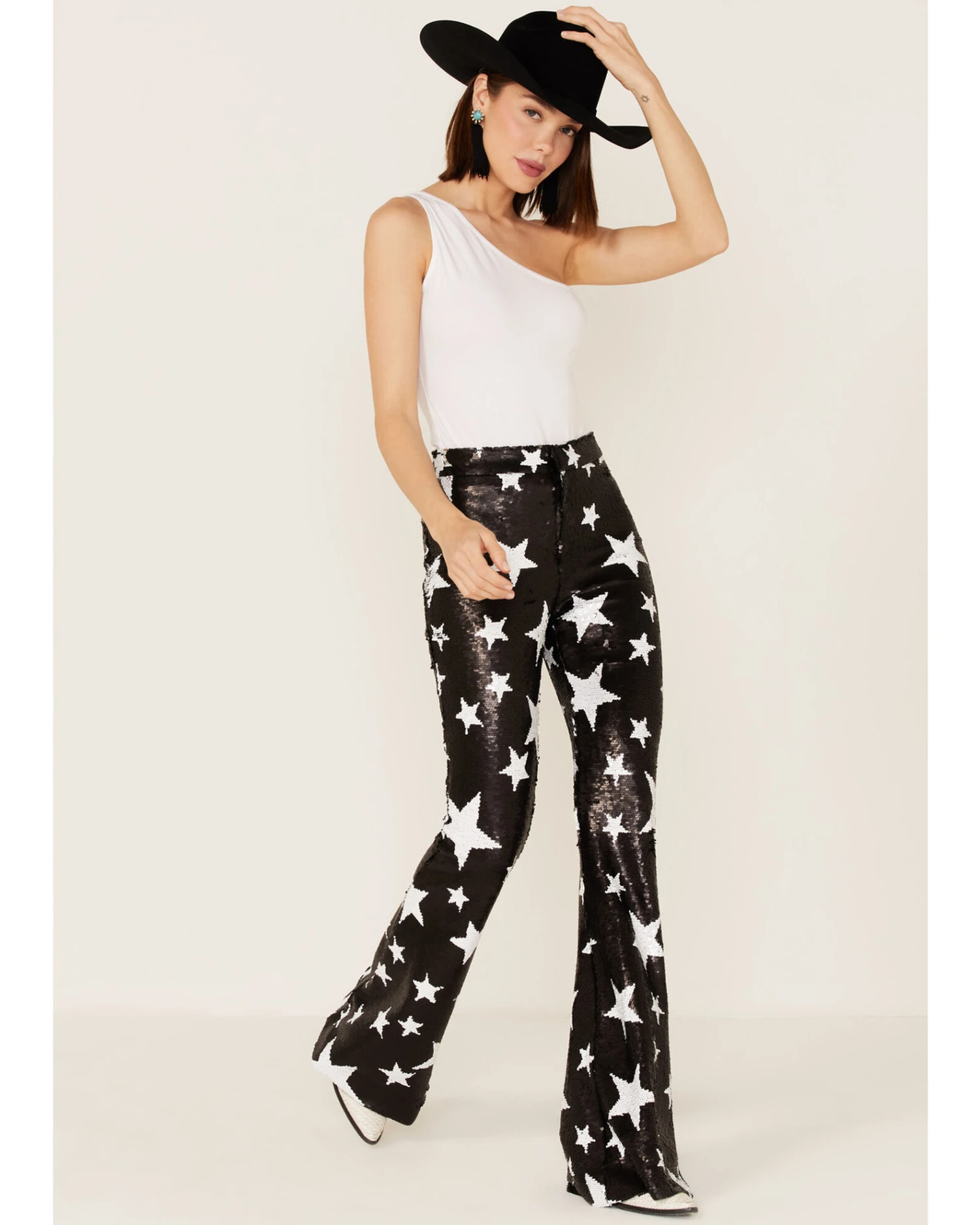 Any Old Iron Women's Star Sequin Flare Pants - Image 2