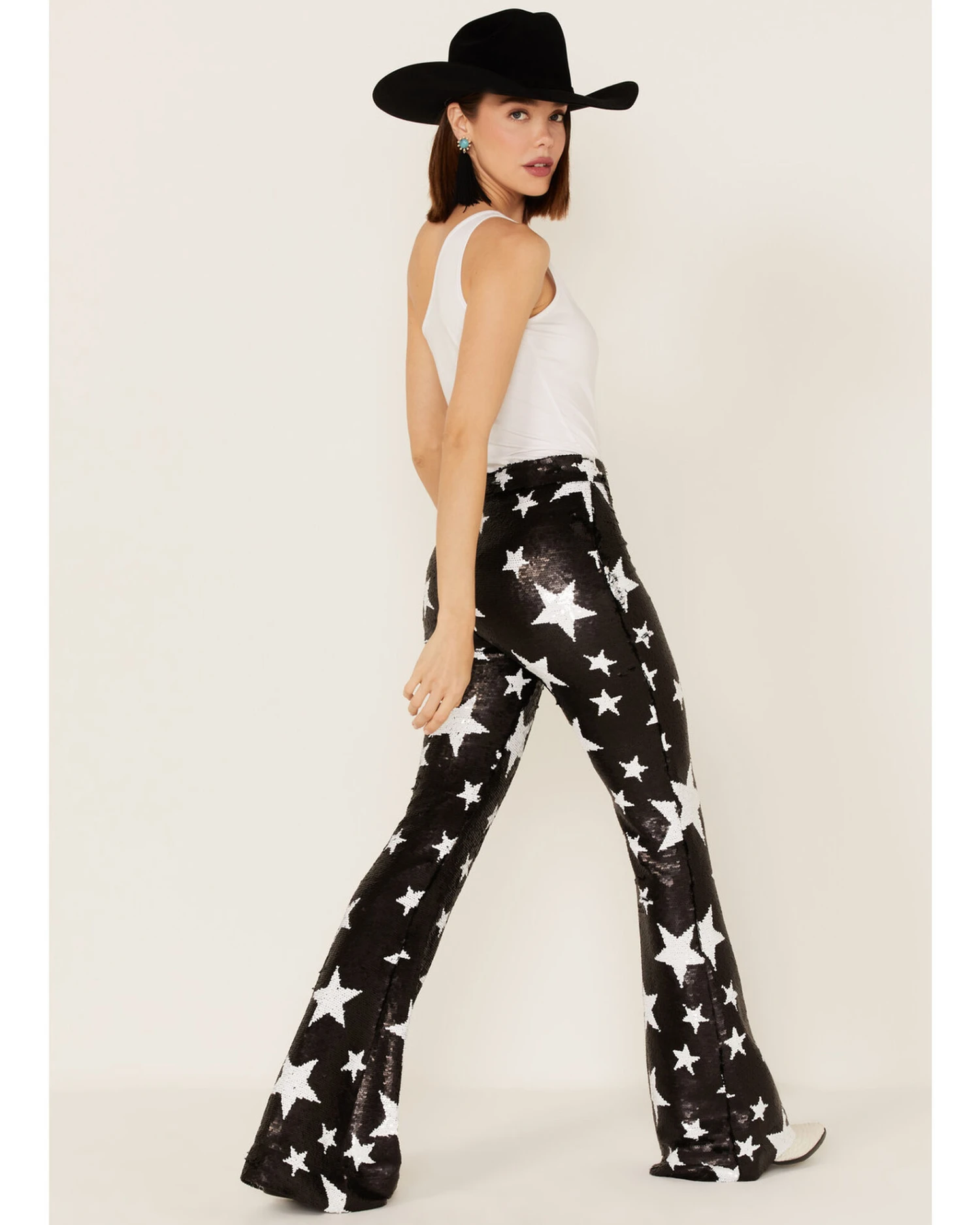 Any Old Iron Women's Star Sequin Flare Pants - Image 3