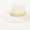 San Diego Hat Company Women's Cream & Gold Jacquard Band Fedora Hat
