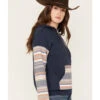 RANK 45 Women's Stripe Contrast Hooded Pullover