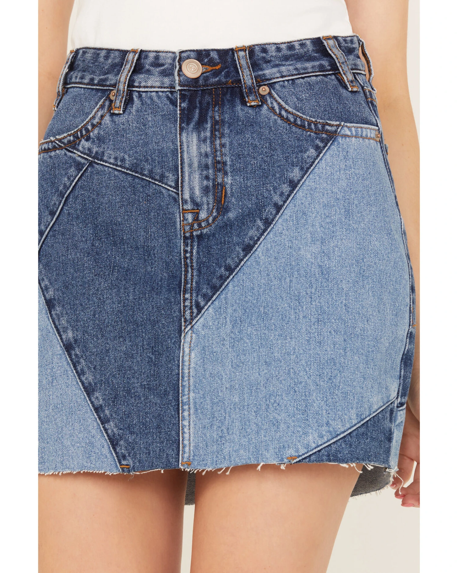 Rock & Roll Denim Medium Wash Patch Denim Skirt
