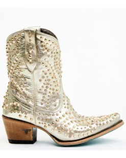 Boot Barn X Lane Women's Exclusive Dolly Metallic Leather Western Bridal Booties - Snip Toe