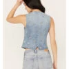 Driftwood Women's Nola Sky Light Wash Floral Print Denim Vest