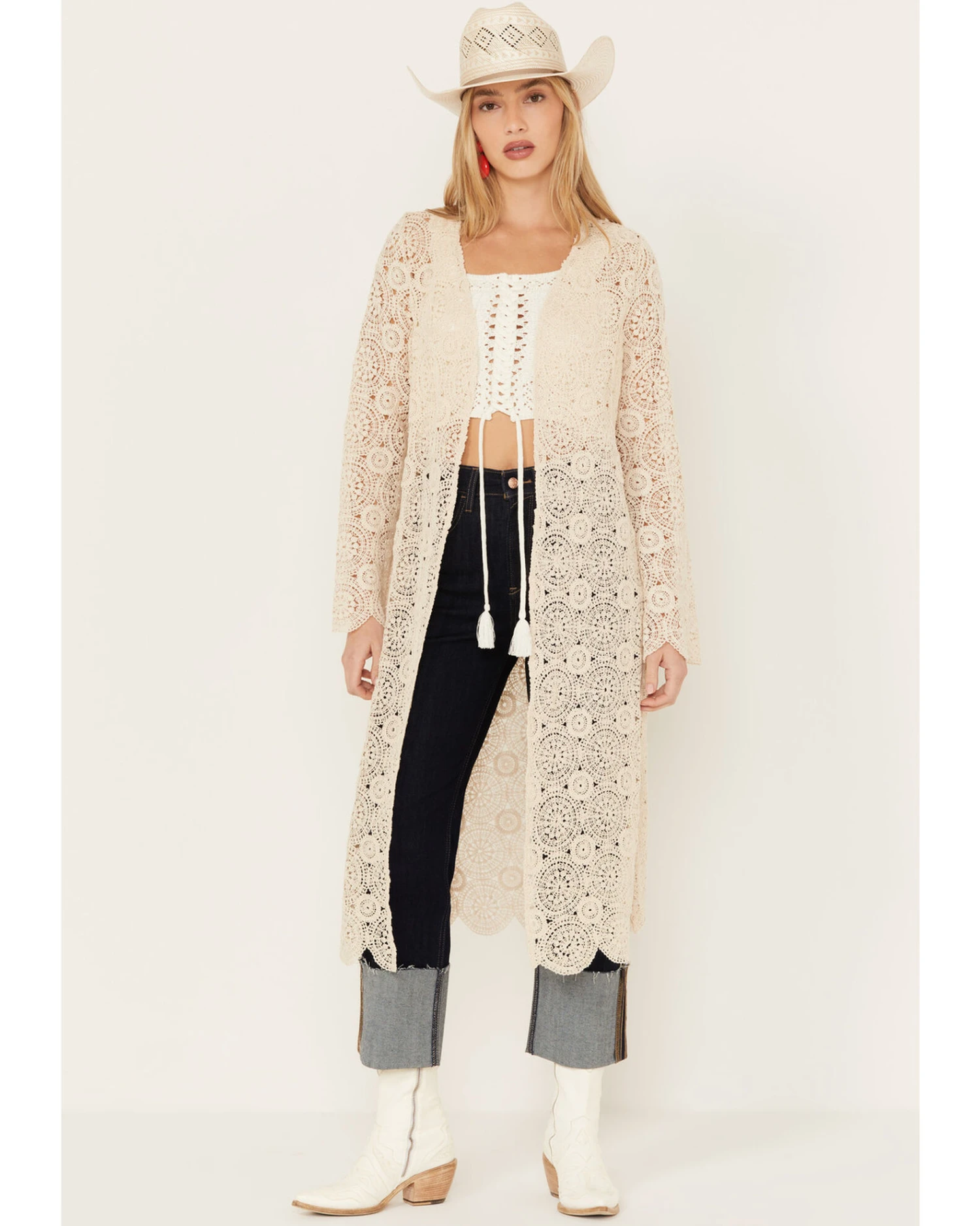 Miss Me Women's Crochet Long Sleeve Duster - Image 2