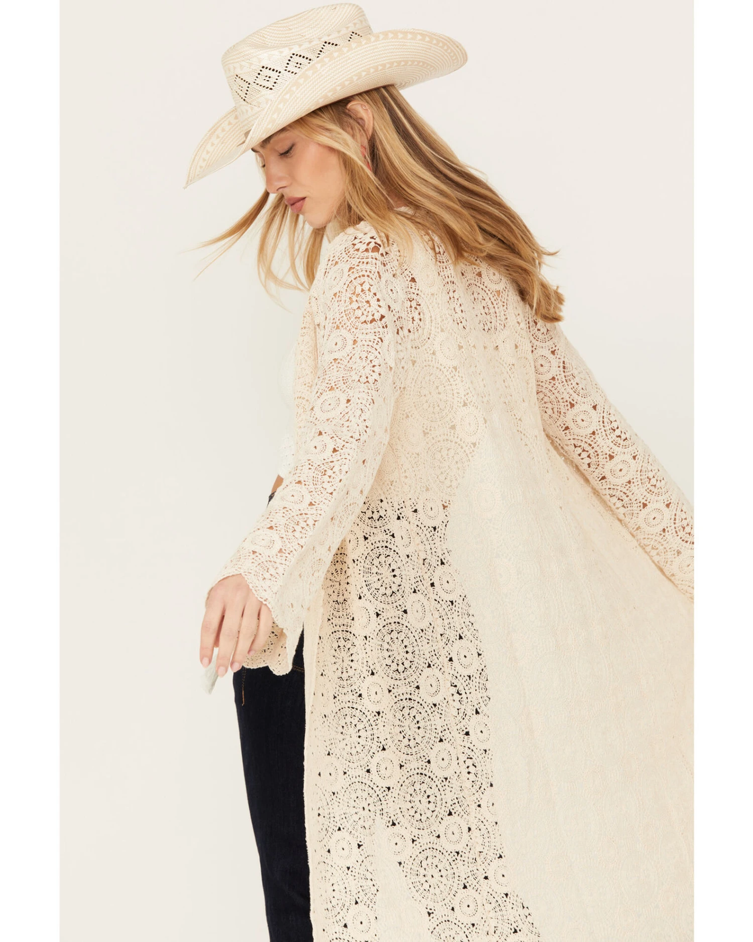 Miss Me Women's Crochet Long Sleeve Duster - Image 4