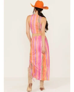 Show Me Your Mumu Women's Dazy Mesh Striped Midi Skirt