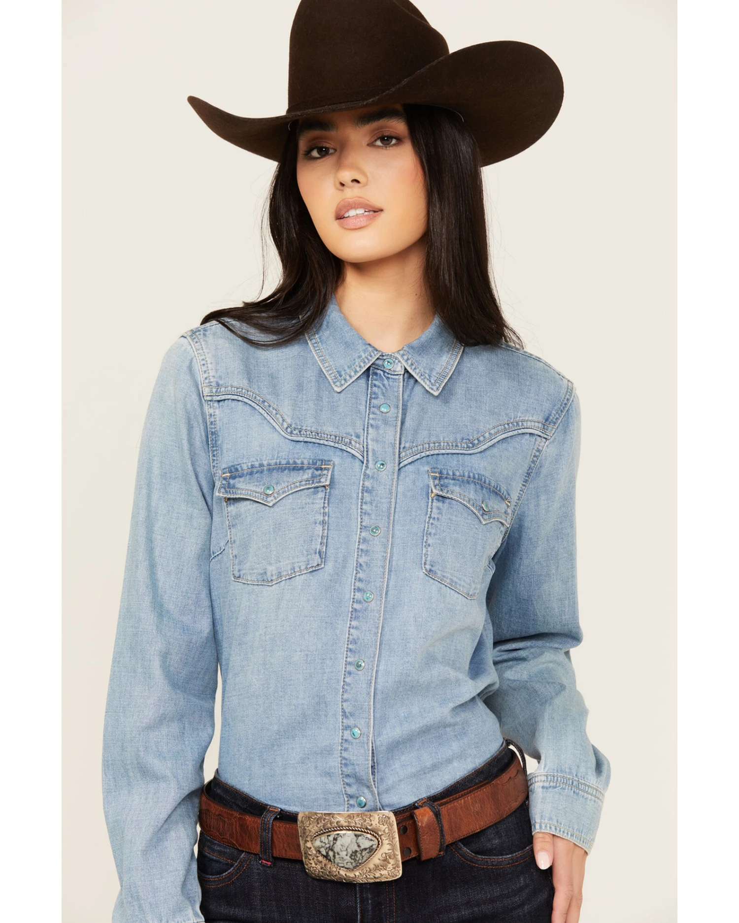 Paige Wallace Women's White Buffalo Turquoise Flower Buckle - Image 3