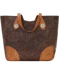 American West Women's Annie's Secret Collection Brown Large Zip Top Tote